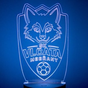 Rozsvícená akrylová lampa s logem klubu SK Vlčata Modřany